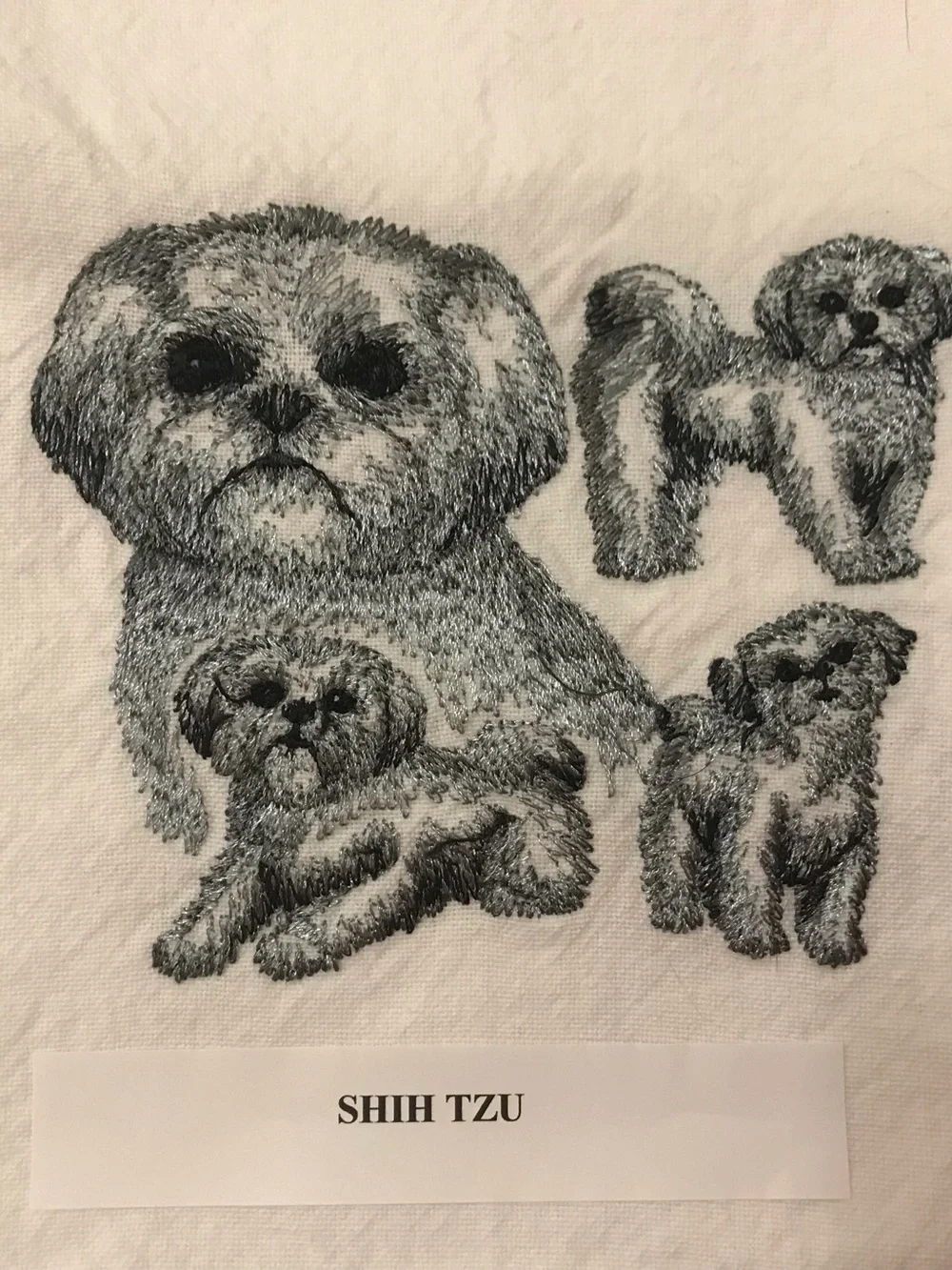 Shih Tzu Machine Embroidered Dish Towel
